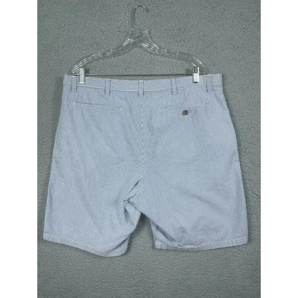 Banana Republic Factory Mens Aiden Blue Seersucker Stripe Shorts Size 38 Waist
